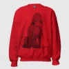 A color sweatshirt with a manga design of an anime girl on bed