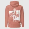 A color hoodie with a manga design of an anime girl and car